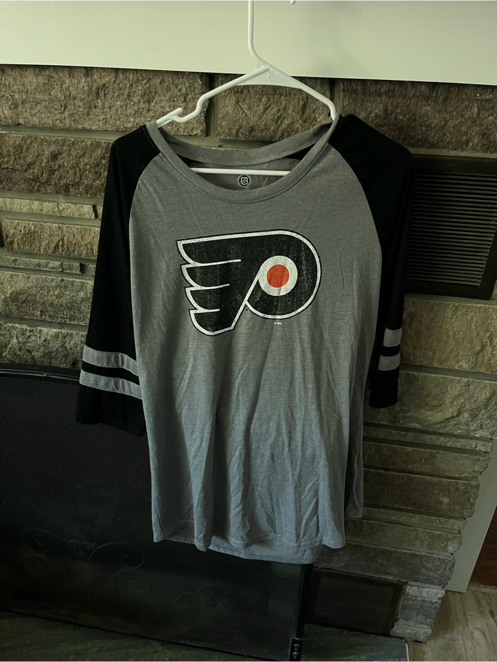 Philadelphia Flyers Grey & Black Raglan Tee with Orange Accent